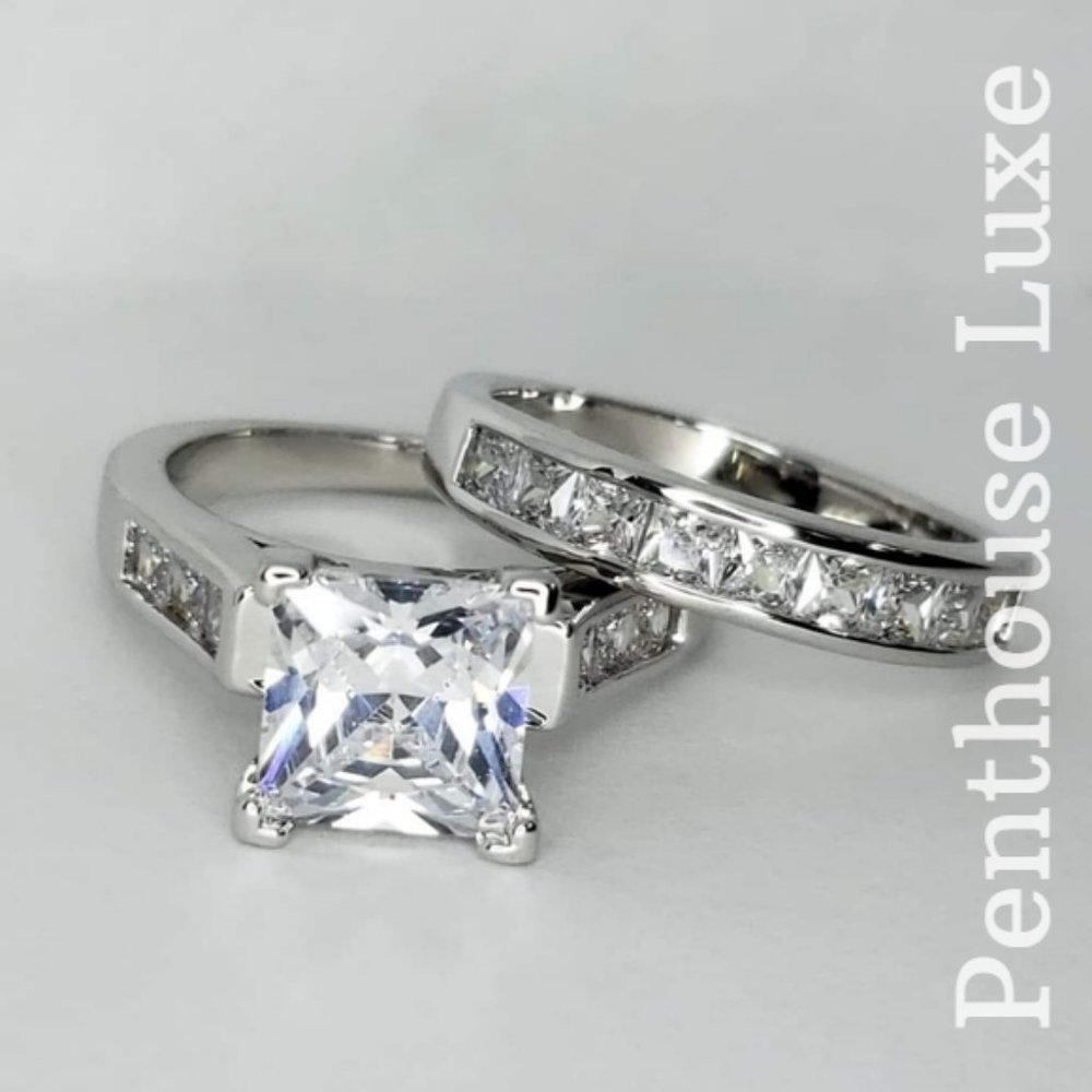 Diamond Wedding Ring Sterling Silver 2 Piece Set - Picture 2 of 5